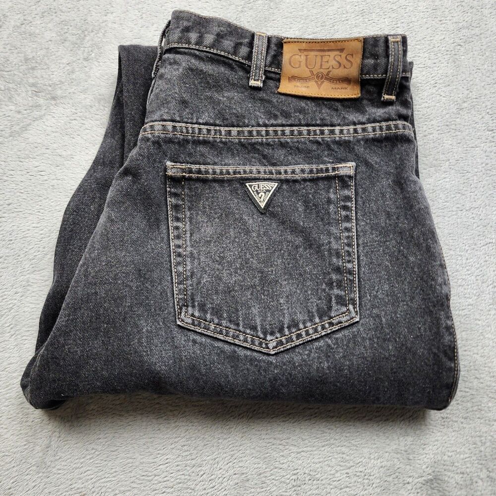 GUESS Pascal Mens 40x32 Black Jeans Loose Fit Tapered Leg 100% Cotton Denim